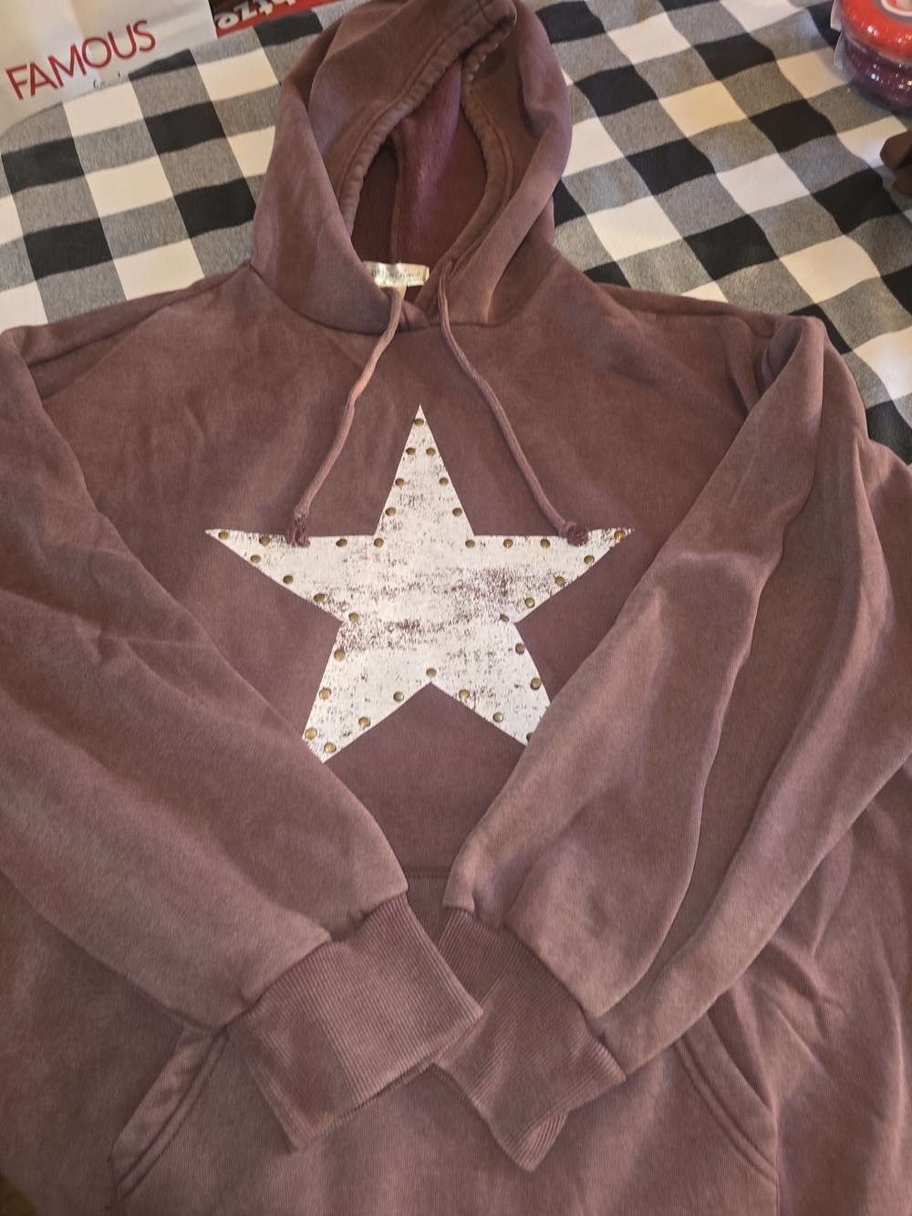 Famous Star Studded Pullover Hoodie - Dusty Mauve